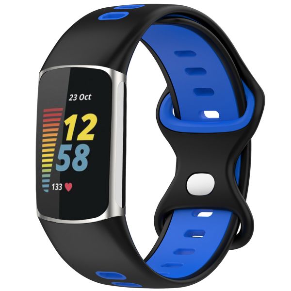 imoshion Silikonband Sport für das Fitbit Charge 5 / Charge 6 - Schwarz / Blau