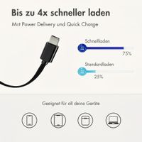 imoshion GaN-Ladegerät mit ausziehbarem USB-C-Kabel 65W - USB-A + USB-C - Schwarz