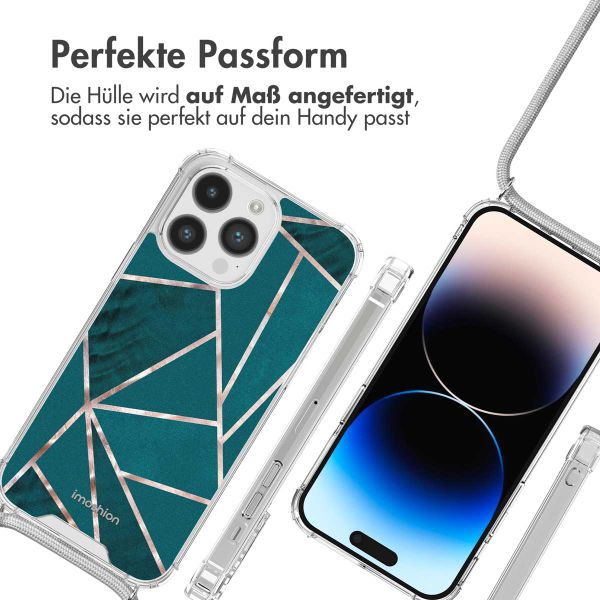 imoshion Design Hülle mit Band für das iPhone 14 Pro Max - Petrol Green Graphic