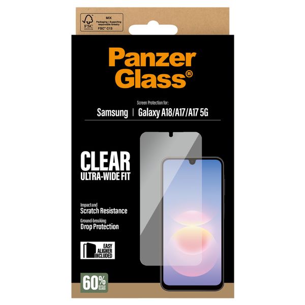 PanzerGlass Ultra-Wide Fit Antibakterieller Displayschutz mit Applikator Samsung Galaxy A18 (4G)
