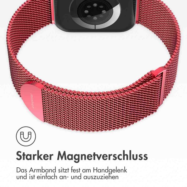 imoshion Magnetisches Milanaise Armband für das  Apple Watch Series 1 - 9 / SE (38/40/41 mm) | Series 10 / 11 (42 mm) - Größe M - Rot