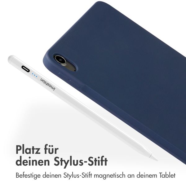 Accezz Liquid Silicone Back Cover mit Stifthalter für das iPad Air 11 Zoll (2025) M3 / (2024) M2 / Air 5 (2022) / Air 4 (2020) - Dunkelblau