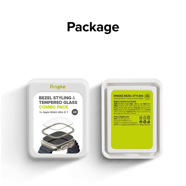 Ringke Bezel Styling + Displayschutz für die Apple Watch Ultra - 49 mm - Knurling Titanium