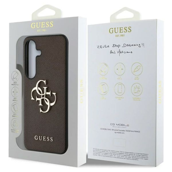Guess 4G Metal Logo Saffiano Backcover für das Samsung Galaxy S25 - Brown