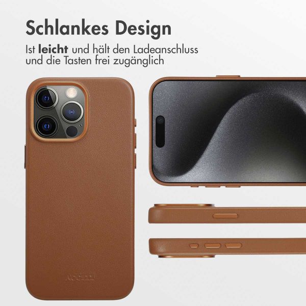 Accezz MagSafe Leather Backcover für das iPhone 15 Pro Max - Sienna Brown