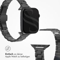 Selencia Slim Stahlgliederarmband für die Apple Watch Series 1 bis 9 / SE (38/40/41 mm) | Series 10 (42 mm) - Schwarz