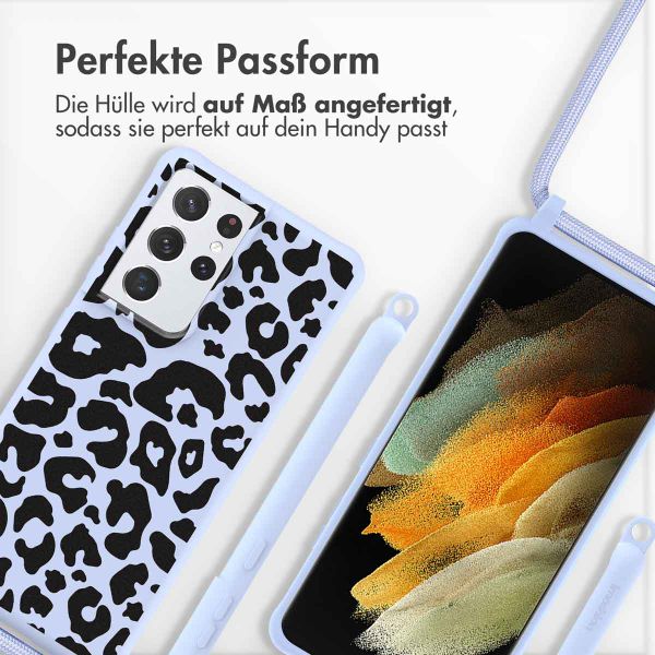 imoshion SilikonHülle design mit Band Samsung Galaxy S21 Ultra - Animal Lila
