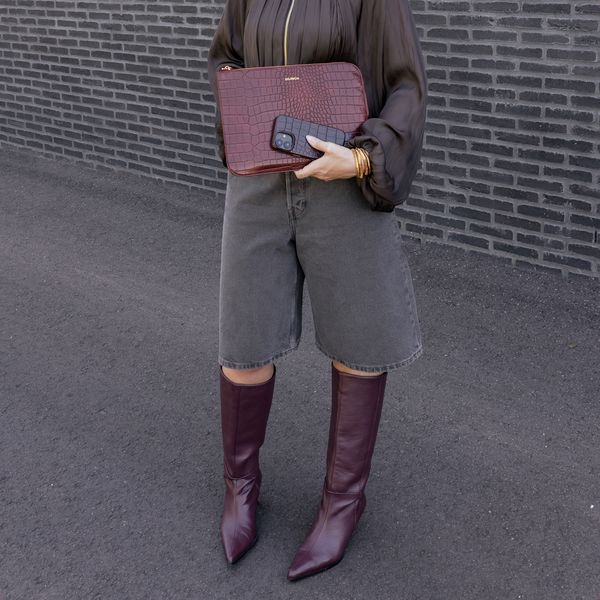 Selencia Croco Laptop Hülle 13 Zoll - Laptop Sleeve - Burgundy