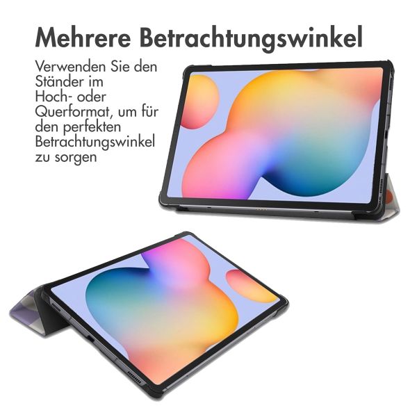 imoshion Design Trifold Klapphülle für das Samsung Galaxy Tab S6 Lite (2020/2022/2024) - Flowers Distance