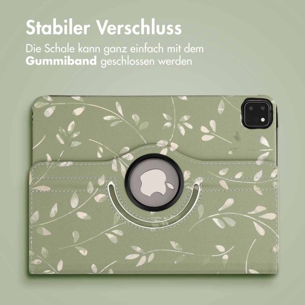 imoshion 360° drehbare Design Klapphülle Apple iPad Pro 11 (2022 / 2021 / 2020 / 2018) - Green Flowers