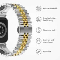 Selencia Jubilee-Edelstahlarmband für die Apple Watch Series 1 bis 9 / SE (38/40/41 mm) | Series 10 (42 mm) - Silber / Gold