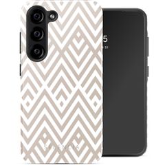 Selencia Vivid Tough Back Cover für das Samsung Galaxy S23 - Beige Zigzag