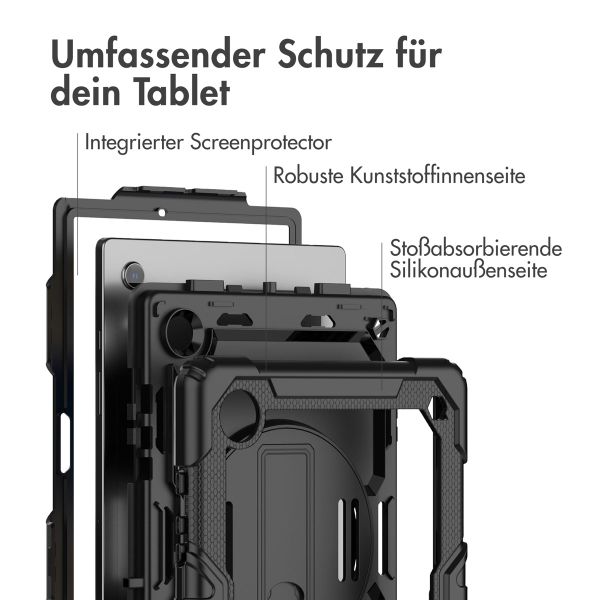 Accezz ﻿Robustes Back Cover mit Schultergurt für das Samsung Galaxy Tab A8 - Schwarz