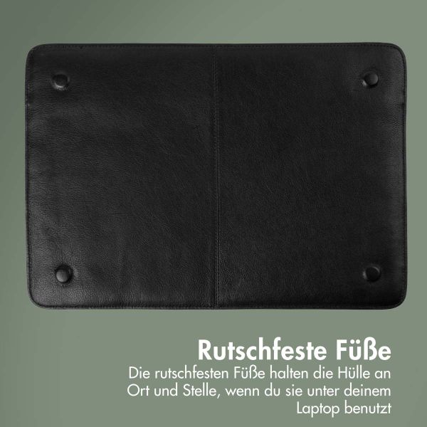 Accezz Leather Laptop Hülle Apple MacBook 14 Zoll - Laptop Sleeve - Schwarz