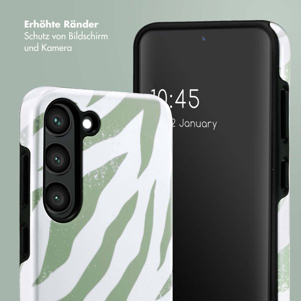 Selencia Vivid Back Cover Samsung Galaxy S23 - Colorful Zebra Sage Green