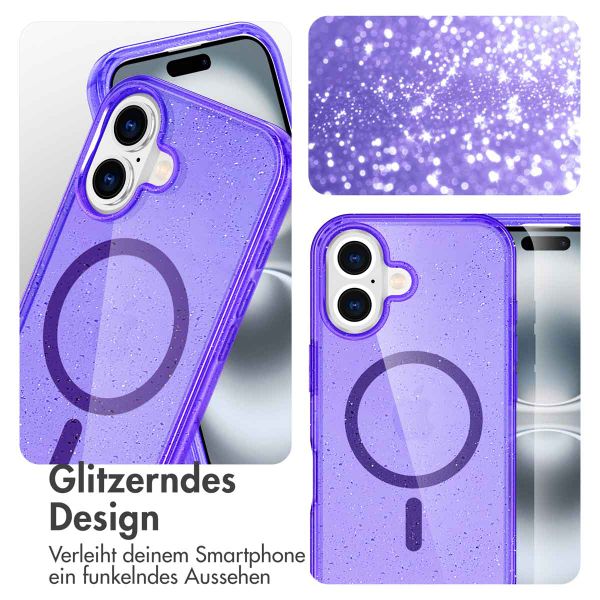 imoshion Sparkle Back Cover mit MagSafe für das Apple iPhone 16 - Glitzer Violett
