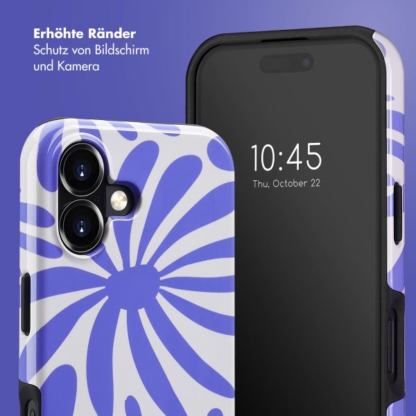 Selencia Vivid Tough Back Cover MagSafe für das Apple iPhone 16 - Modern Bloom Sapphire Blue
