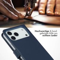 Selencia Echtleder Klapphülle Apple iPhone 17 Pro Max - Blau