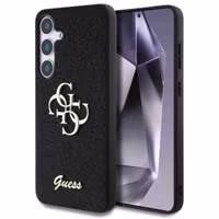 Guess 4G Metal Logo Back Cover mit Glitter für das Samsung Galaxy S25 Plus - Black