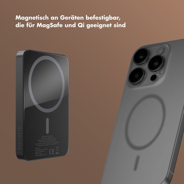 Selencia Vivid Powerbank 5.000 mAh - MagSafe und Qi - Schwarz / Leopard