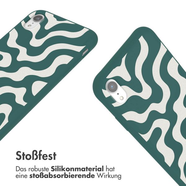 imoshion Silikonhülle design mit Band für das iPhone Xr - Petrol Green Groovy