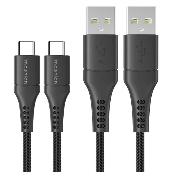 imoshion 2 Pack USB-C- auf USB-Kabel - Geflochtenes Gewebe - 3 m - Schwarz