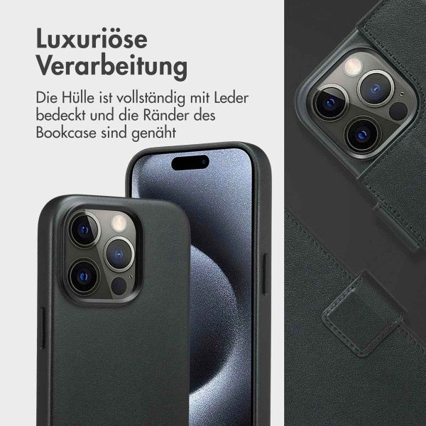 Accezz 2-in-1 Klapphülle aus Leder mit MagSafe für das iPhone 15 Pro - Onyx Black