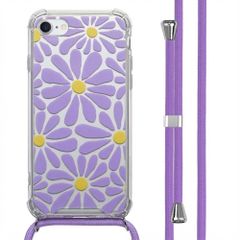 imoshion Design Hülle mit Band Apple iPhone SE (2022 / 2020) / 8 / 7 - Tropical Violet Flowers Connect