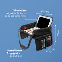 imoshion Reisetisch - Tablethalter Auto - 7 Aufbewahrungsfächer - Inklusive 2 Malvorlagen - Schwarz