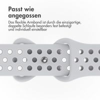 imoshion Sportarmband⁺ für die Apple Watch Series 1 bis 10 / SE / Ultra (2) (44/45/46/49 mm) - Größe S/M - Pure Platinum & White