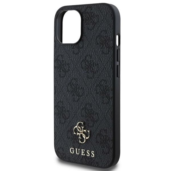 Guess 4G Metal Logo Back Cover MagSafe für das iPhone 15 - Schwarz