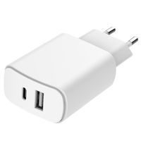 Just Green Wand-Ladegerät - Recycelbar - Ladegerät USB-C & USB-A - Power Delivery - 25W - Weiß