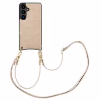 Selencia Nova Croco HandyHülle mit Kordel und Kartenhalter Samsung Galaxy S24 - Beige