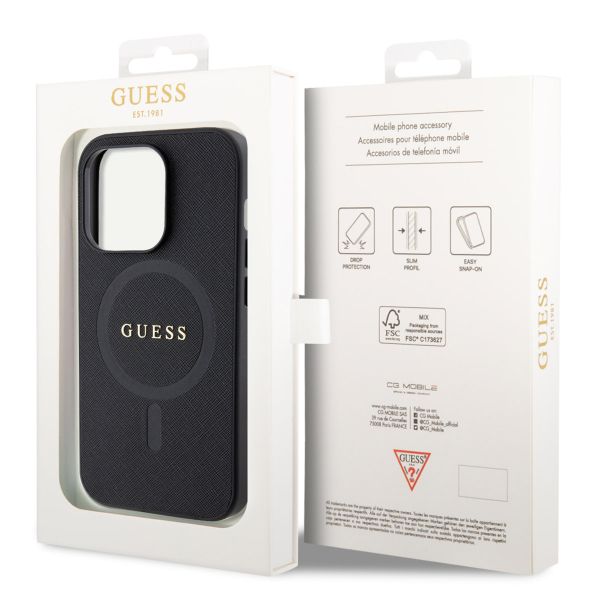 Guess Saffiano MagSafe Back Cover Apple iPhone 15 Pro Max - Schwarz