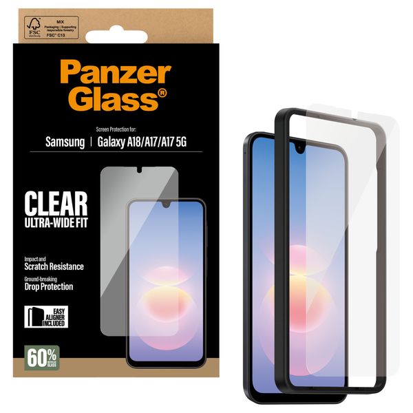 PanzerGlass Ultra-Wide Fit Antibakterieller Displayschutz mit Applikator Samsung Galaxy A18 (4G)
