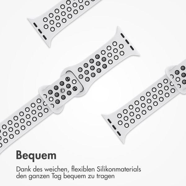 imoshion Sportarmband⁺ für die Apple Watch Series 1 bis 9 / SE (38/40/41 mm) | Series 10 (42 mm) - Größe S/M - Pure Platinum & Black