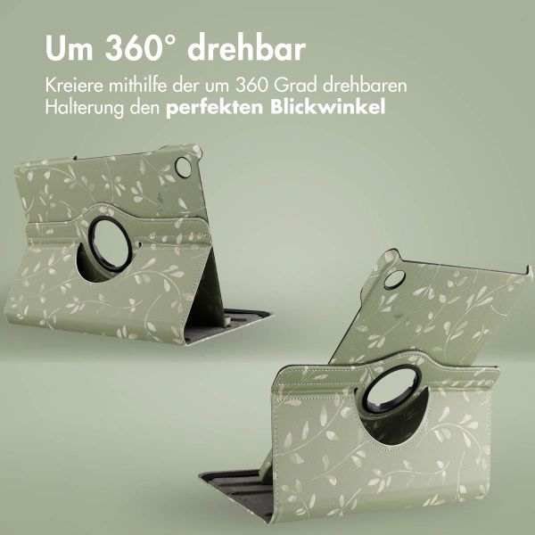 imoshion 360° drehbare Design Klapphülle für das Samsung Galaxy Tab A9 Plus - Green Flowers