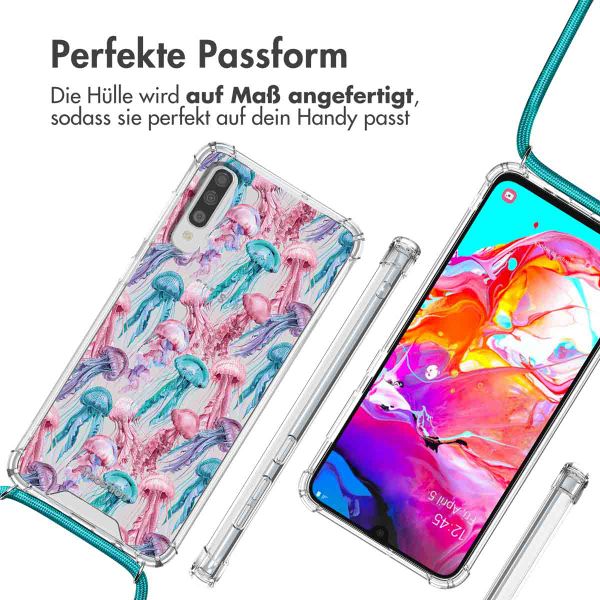 imoshion Design Hülle mit Band Samsung Galaxy A70 - Jellyfish Watercolor