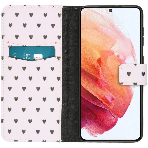 imoshion Design TPU Klapphülle Galaxy S21 - Hearts Allover White