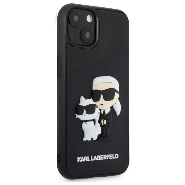 Karl Lagerfeld Karl & Choupette 3D Rubber Hardcase Backcover für das iPhone 15 - Schwarz