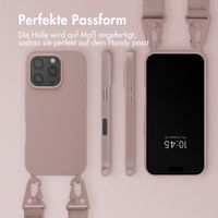 Selencia Silikonhülle mit abnehmbarem Band für das Apple iPhone 16 Pro - Sand Pink