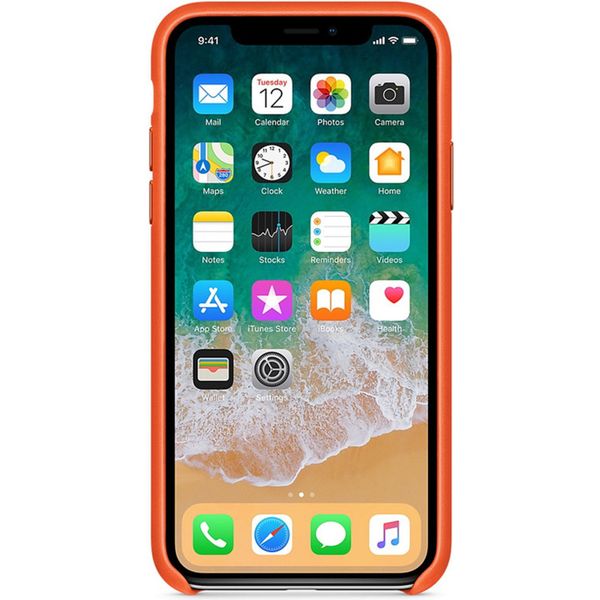 Apple Schwarzes Leder-Case Apple iPhone X - Bright Orange