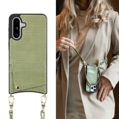 Selencia Nova Croco Back Cover mit Band und Kartenfach für das Samsung Galaxy A36 / A56 - Sage Green