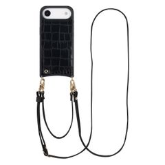 Selencia Nova Croco HandyHülle mit Kordel und Kartenhalter Apple iPhone Air - Schwarz