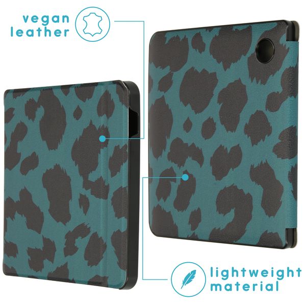 imoshion Design Slim Hard Sleepcover mit Stand für das Tolino Vision 5-Green Leopard