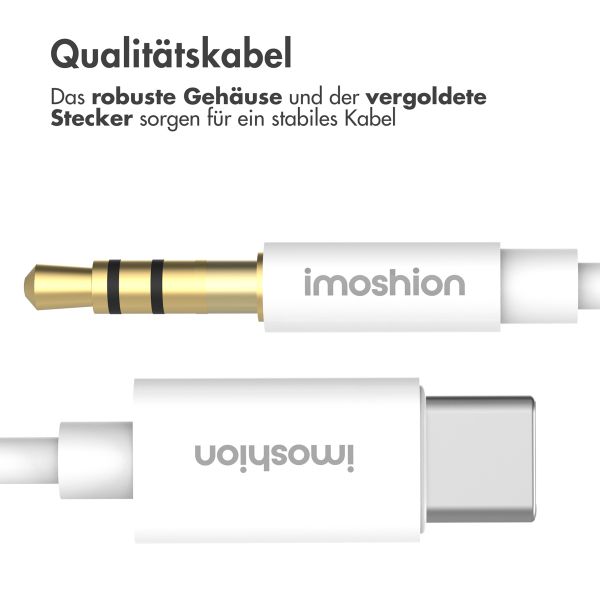 imoshion ﻿AUX-Kabel – 3,5 mm/Audio-Klinkenbuchse auf USB-C-Kabel – Stecker auf USB-C – 1 Meter – Weiß