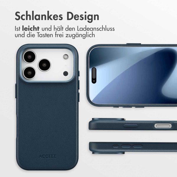 Accezz MagSafe Leather Backcover Apple iPhone 17 Pro - Nightfall Blue