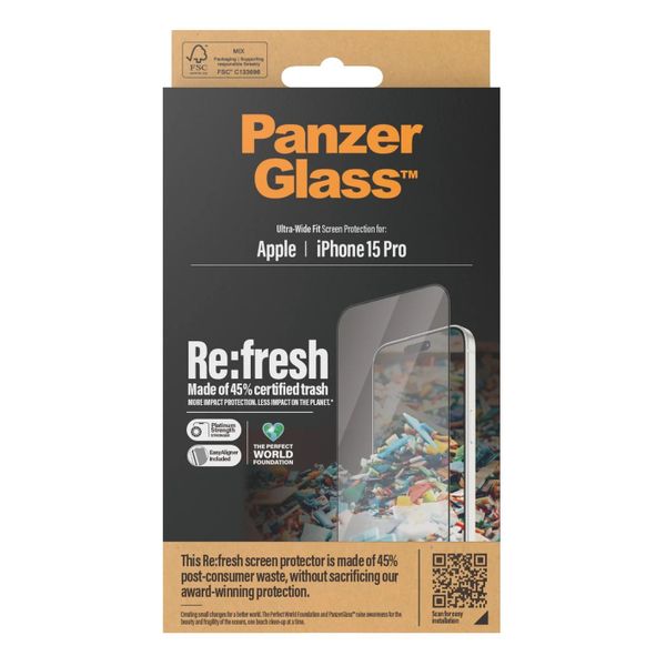 PanzerGlass Ultra-Wide Fit Antibakterieller Displayschutz Apple iPhone 15 Pro