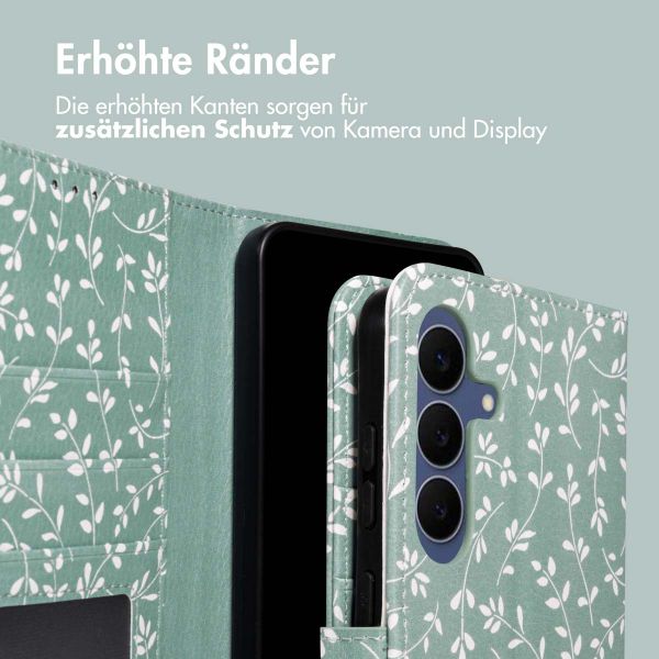 imoshion Design Klapphülle Samsung Galaxy S25 FE - Smoke Green Flowers