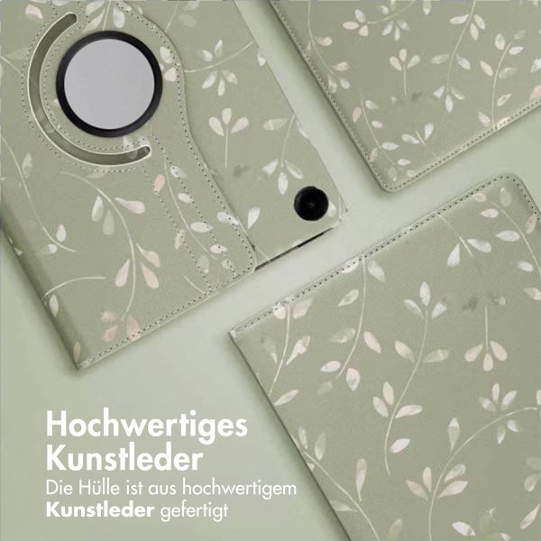 imoshion 360° drehbare Design Klapphülle Samsung Galaxy Tab A9 Plus - Green Flowers